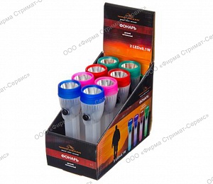 Фонарик (пластик) ручной, сигнальный, мини 2LED, пит. 3LR44, 15,2*4*4см (1/8шт) 198-066